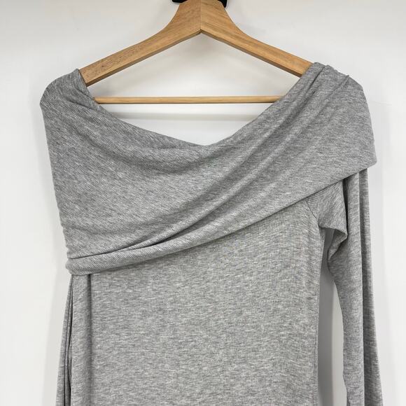 the line by K | NWT Maisie Dress Heather Grey Ribbed Modal Off Shoulder Maxi XL - Picture 10 of 15
